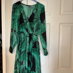 FERRE long dress, Size 14, black & green